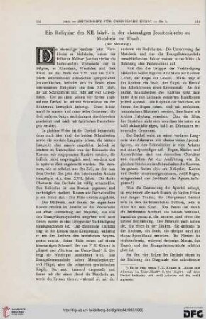 Ein Reliquiar des XII. Jahrh. in der ehemaligen Jesuitenkirche zu Molsheim im Elsaß