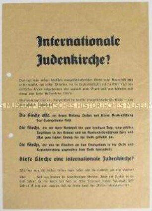 Propagandaflugblatt zur Kirchenwahl 1937
