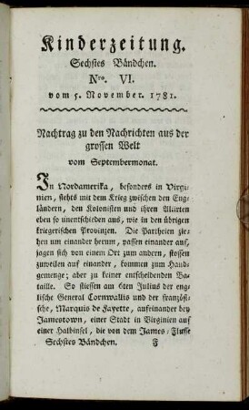 Nro. VI. vom 5. November 1781