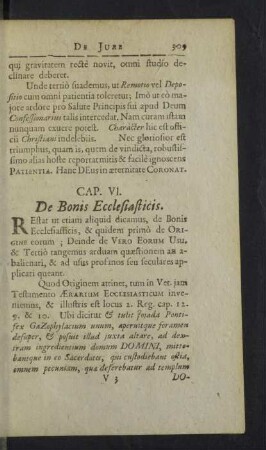 Cap. VI. De Bonis Ecclesiasticis.