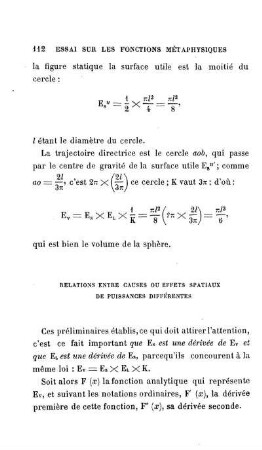 Relations entre causes ou effets spatiaux des puissances différentes.