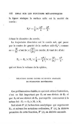 Relations entre causes ou effets spatiaux des puissances différentes.