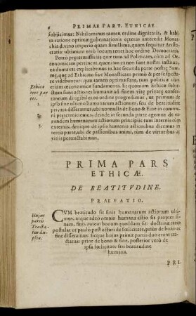 Prima Pars Ethicæ. De Beatitudine.