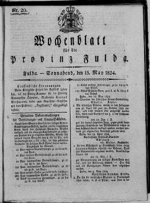 Nr. 20, Ausgabe vom 15. Mai 1824
