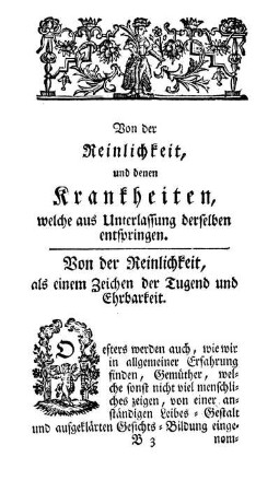Von der Reinlichkeit, als einem Zeichen der Tugend und Ehrbarkeit