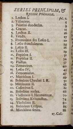 Series Principum, & Regum Poloniæ.