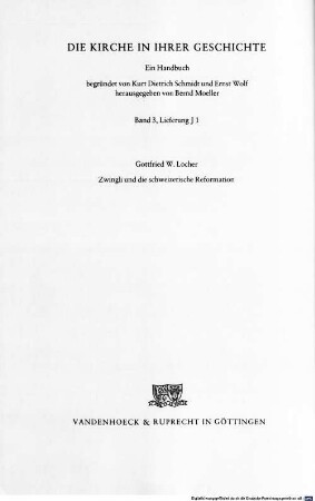 Zwingli und die schweizerische Reformation