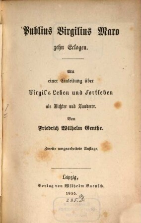 Publius Virgilius Maro zehn Eclogen