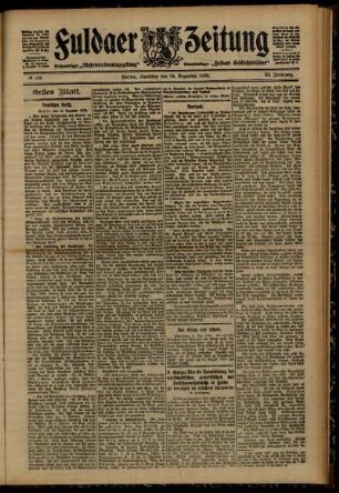 Erste Ausgabe vom Samstag, den 15. Dezember 1906.