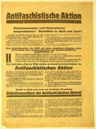 Programmatischer Aktionsaufruf der Kommunistischen Partei Deutschlands an die Arbeiter gegen Terror und Regierungsteilnahme des "Hitlerfaschismus"