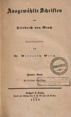Ausgewählte Schriften, 5. Politische Aufsätze