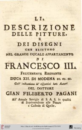 Descrizione delle pitture e dei disegni […]