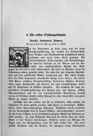 Die ersten Stellungskämpfe.