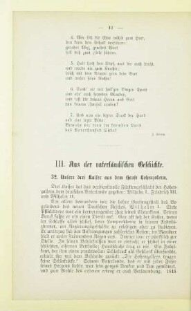 III. Aus der vaterländischen Geschichte
