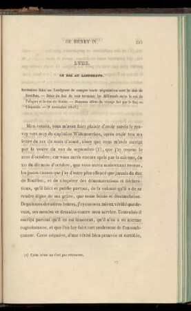 LVIII. Le Roi au Landgrave (8 novembre 1605)