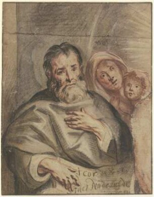 Alter Mann mit junger Frau und Kleinkind (Heilige Familie?)