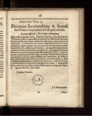 Adjunctum Num. 23.