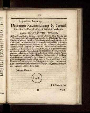 Adjunctum Num. 23.