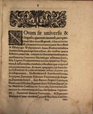 Conventio Publica Executionis Pacis, Inter Sacrarum Caesareae & Regiae Christianissimae Maiestatum Generalem, & Legatos Plenipotentiarios, suffragantibus & consentientibus Electorum, Principum ac Statuum Imperii Legatis & Deputatis, Norimbergae inita & subscripta die secunda Mensis Iulii Anno 1650. : Cum Consensu speciali