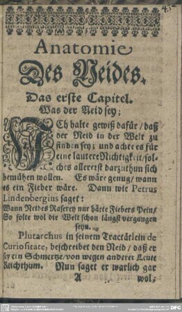 Das erste Capitel. Was der Neid sey