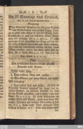 Am III. Sonntage nach Epiphan.