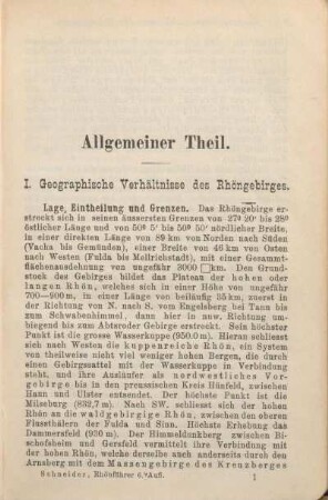 I. Geographische Verhältnisse des Rhöngebirges.