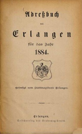 Adreßbuch von Erlangen. 1884