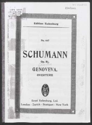 Ouverture zur Oper Genoveva : op. 81