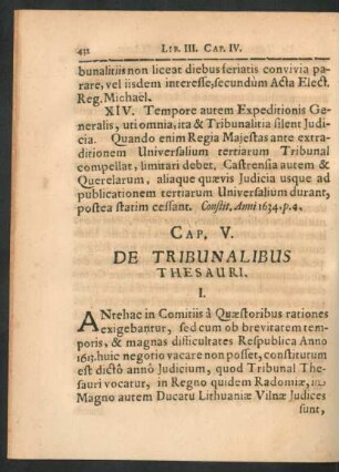 Cap. V. De Tribunalibus Thesauri.