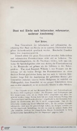 Staat und Kirche nach lutherischer, reformierter, moderner Anschauung