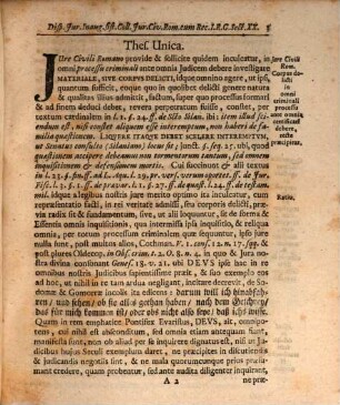 Diss. iur. inaug. sistens collationis iuris civilis Romani cum recessibus Imperii Rom. Germ. in specie cum ordinatione criminali Imp. Caroli V., der peinlichen Hals-Gerichts-Ordnung maxime per differentias principes sectionem XX. de corpore delicti repraesentando, praecipue per ocularem inspectionem