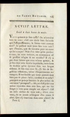 XCVIIIe Lettre. Lundi à deux heures du matin.