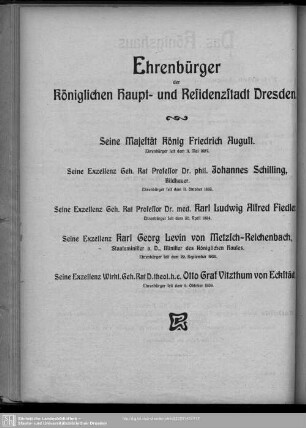 Ehrenbürger der Königlichen Haupt- und Residenzstadt Dresden.