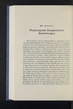 XII. Kapitel. Physiologisch-therapeutische Bemerkung.