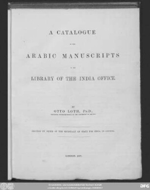 A catalogue of the Arabic manuscripts in the Library of the India Office