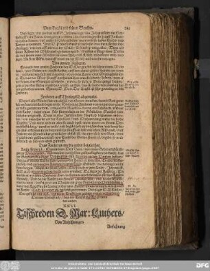 XXVI. Tischreden D. Mar: Luthers/ Von Anfechtungen.
