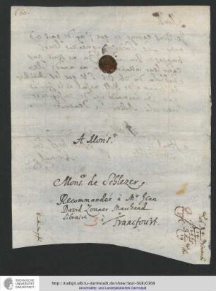 Stanisław Lubieniecki (Hamburg) an Johann Friedrich Schletzer, 14. November 1665