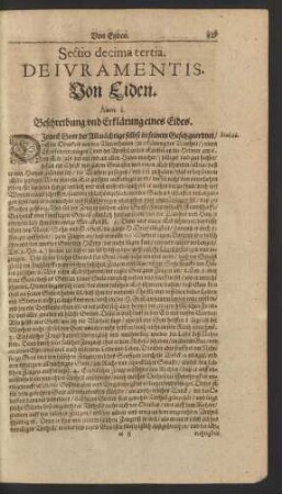 Sectio decima tertia. De Iuramentis. Von Eiden.