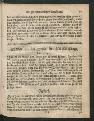 Evangelium am zweyten heiligen Christtage, ...