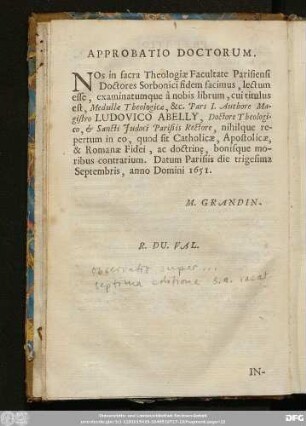 Approbatio Doctorum.