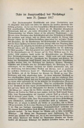 Rede im Hauptausschuß des Reichstags vom 31. Januar 1917