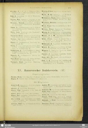 XV. Hannoverscher Bezirksverein.