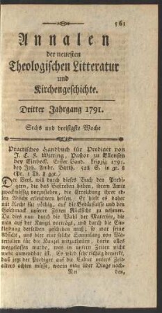 Sechs und dreisigste Woche