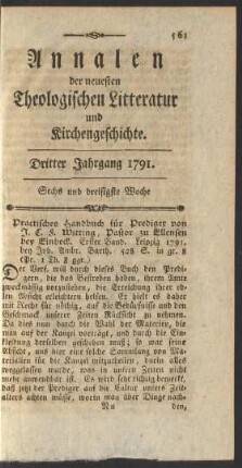 Sechs und dreisigste Woche