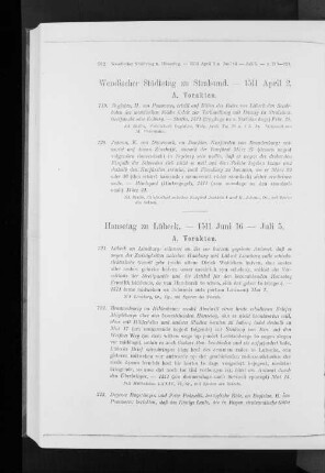 Hansetag zu Lübeck. - 1511 Juni 16 - Juli 5.
