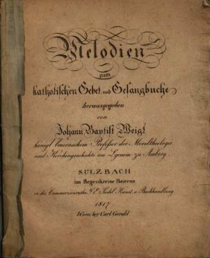 Melodien zum katholischen Gebet- und Gesangbuche