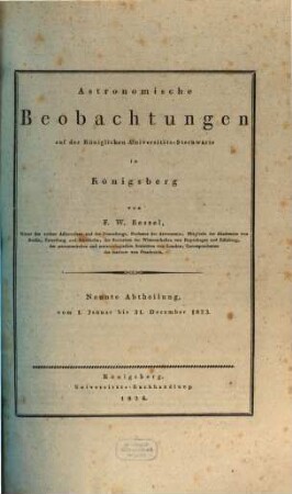 Astronomische Beobachtungen auf der Universitäts-Sternwarte zu Königsberg, 9. 1823
