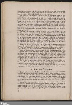 III. Klima und Jahreszeiten