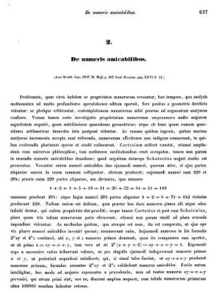 2. De numeris amicabilibus.