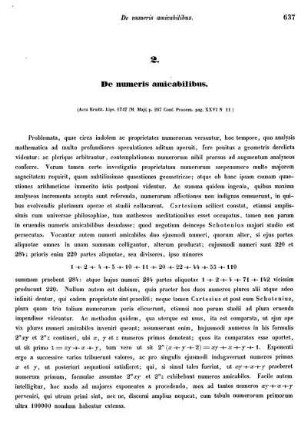 2. De numeris amicabilibus.